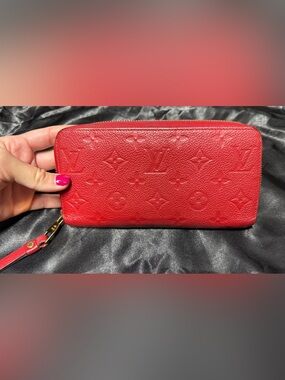 Louis Vuitton red Empreinte monogram zippy wallet
